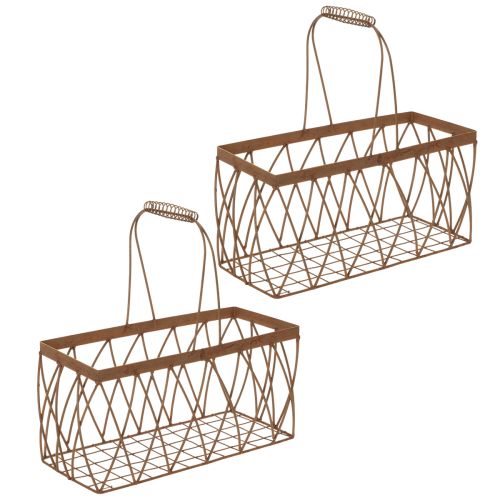 Cesto de arame, metal, com aparência de ferrugem, 28x13,5x14cm, 2 peças comprar | Floristik24.pt