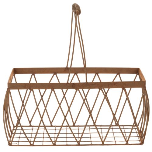 Cesto de arame, metal, com aparência de ferrugem, 28x13,5x14cm, 2 peças | Floristik24.pt
