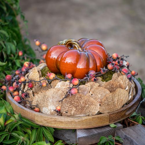 Floristik24 Abóbora de cerâmica brilhante em vermelho-laranja brilhante com haste verde - 21,5 cm - decoração de outono ideal