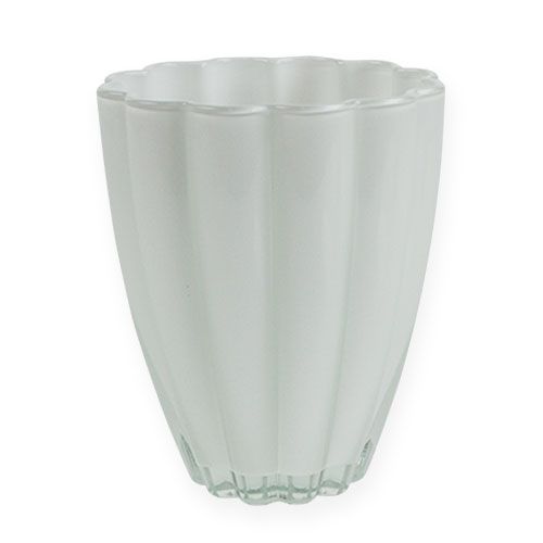Floristik24 Vaso de vidro &quot;Bloom&quot; branco Ø14cm Alt.17cm