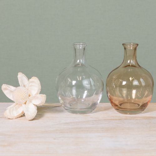 Itens Mini vaso de vidro âmbar e transparente Ø7,5cm H11cm 4 unidades