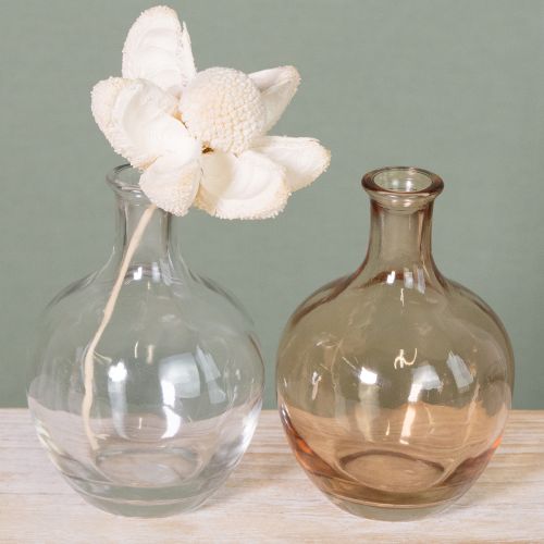 Itens Mini vaso de vidro âmbar e transparente Ø7,5cm H11cm 4 unidades