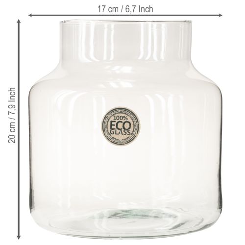 Itens Vaso de vidro redondo para flores grande 100% vidro reciclado H20 Ø17cm