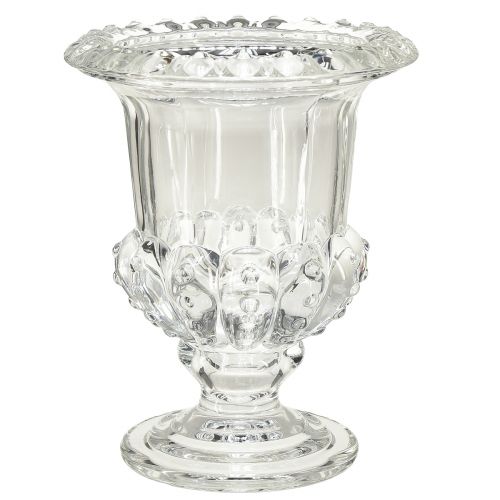 Itens Vaso de vidro vintage em design de xícara – transparente, 16x20 cm – decoração de mesa elegante