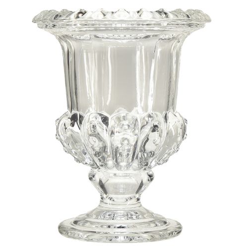 Itens Vaso de vidro vintage em design de xícara – transparente, 16x20 cm – decoração de mesa elegante