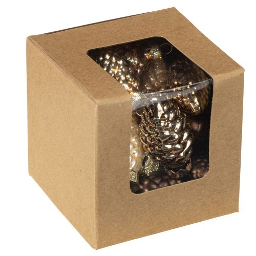 Itens Cones de vidro para pendurar, cones, vidro, marrom, dourado, 5,5 cm, 14 peças