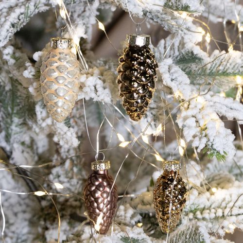 Itens Cones de vidro para pendurar, cones, vidro, marrom, dourado, 5,5 cm, 14 peças