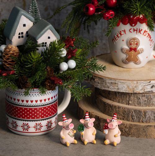Itens Decoração Porco da Sorte Porco com Amuletos da Sorte 5cm 6 peças