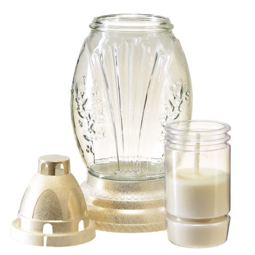 Itens Vaso de vidro com luz grave lanterna retrô grave ouro branco transparente Ø11cm Alt.26,5cm