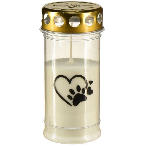 Floristik24 Coração de cachorro com luz grave e vela grave de pata branca Ø7cm Alt.16,5cm