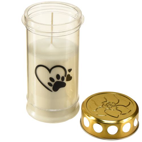 Floristik24 Coração de cachorro com luz grave e vela grave de pata branca Ø7cm Alt.16,5cm