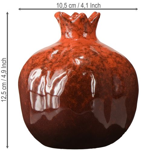 Itens Vaso decorativo romã cerâmica vermelho marrom Ø10,5cm H12cm