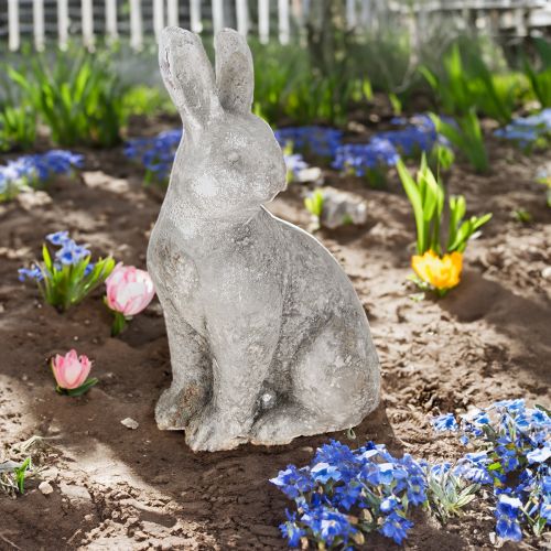 Itens Coelho da Páscoa sentado Cerâmica Cinza Antigo 13×10×22cm