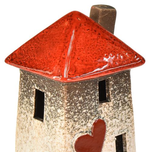 Itens Casas de cerâmica amorosas - desenho de coração, vermelho e natural, 17,5 cm - decoração romântica para a casa, 2 peças