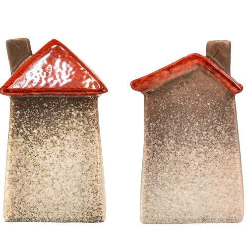 Itens Casas de cerâmica amorosas - desenho de coração, vermelho e natural, 17,5 cm - decoração romântica para a casa, 2 peças