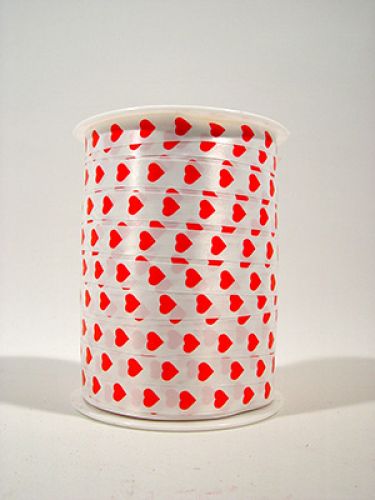 Floristik24 Fita coração branco/vermelho 10mm Simpatia 250m