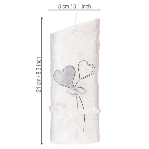 Itens Vela de casamento, vela de casamento prateada, vela branca 210/85mm