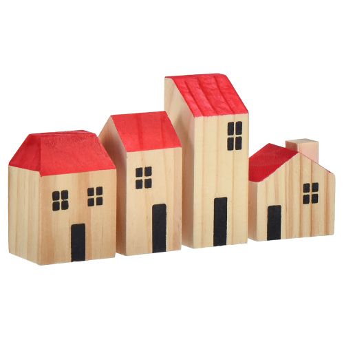Itens Casas de Madeira Casas Decorativas Madeira Natural Vermelho 4 un