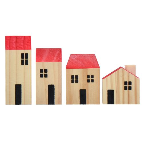Itens Casas de Madeira Casas Decorativas Madeira Natural Vermelho 4 un