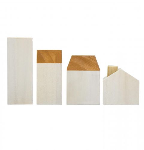 Itens Casas decorativas de madeira madeira branca marrom 4,5-8 cm 4 unidades