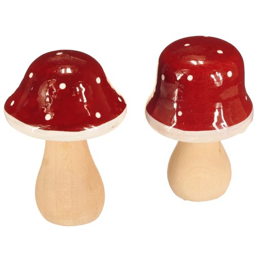 Floristik24 Cogumelos de madeira, cogumelos, decoração, madeira, FSC, marrom-avermelhado, H6,5/7 cm, 4 peças
