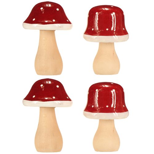 Itens Cogumelos de madeira, cogumelos, decoração, madeira, FSC, marrom-avermelhado, H6,5/7 cm, 4 peças