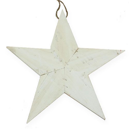 Floristik24 Estrela de madeira para pendurar 26,5 cm branco 1p