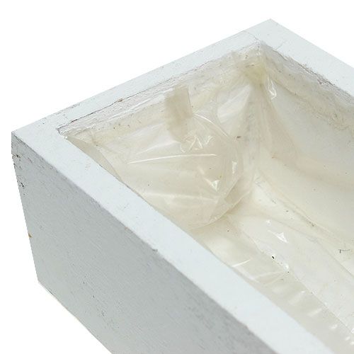 Floristik24 Caixa de madeira com folha branca 50cm x 9cm x 6cm