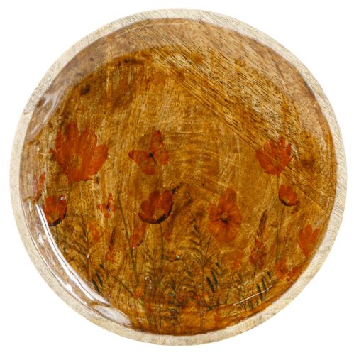 Itens Prato de Madeira Flores Borboleta Rosa Natural Ø15cm 3pcs