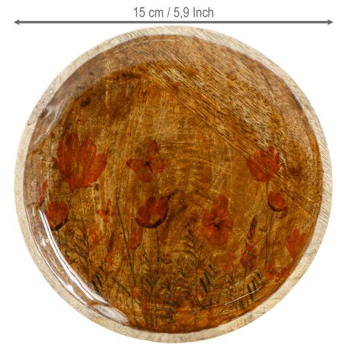 Itens Prato de Madeira Flores Borboleta Rosa Natural Ø15cm 3pcs