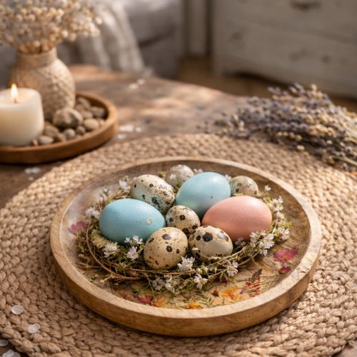 Itens Pratos de madeira com flores e borboletas, rosa natural, Ø15cm, conjunto de 3 peças