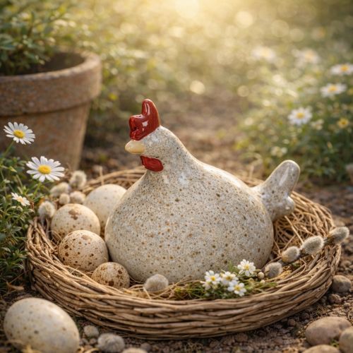 Itens Galinha de cerâmica em miniatura, design divertido para decoração elegante da casa, 16 cm, 2 peças.