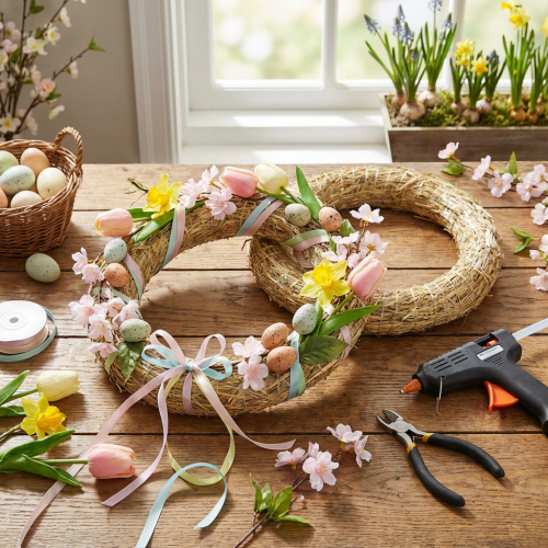 Itens Guirlanda de palha para arranjos florais, ideal para portas e decoração sazonal. Dimensões: 25/4 cm (2 unidades).