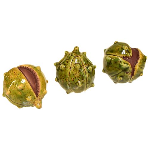 Itens Castanhas decorativas em verde-amarelo – 6 cm – decoração ideal de outono e férias – 6 peças
