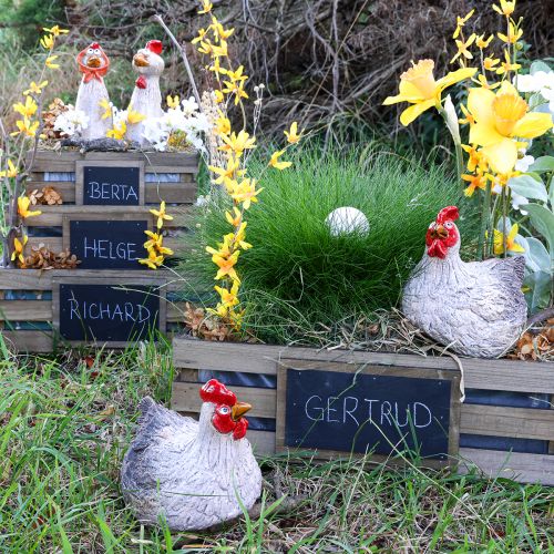 Floristik24 Figura engraçada de decoração de Páscoa de frango decorativo em cerâmica 16×12×12cm