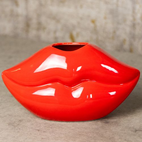 Itens Vaso de cerâmica vermelho beijo boca vaso decorativo 17×8,5×9cm