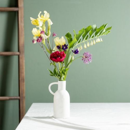 Floristik24 Vaso de cerâmica branco para decoração a seco vaso com alça Ø9cm H21cm