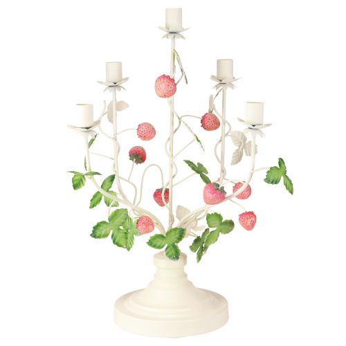 Castiçal 5 braços metal creme decoração morango H44cm | Floristik24.pt