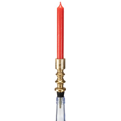 Itens Porta-velas para garrafas metal efeito antigo luz dourado H15cm