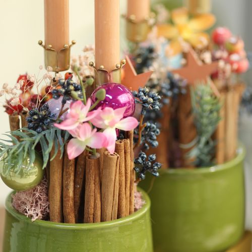 Itens Porta-velas coroa dourada, porta-velas bastão metal 4 peças