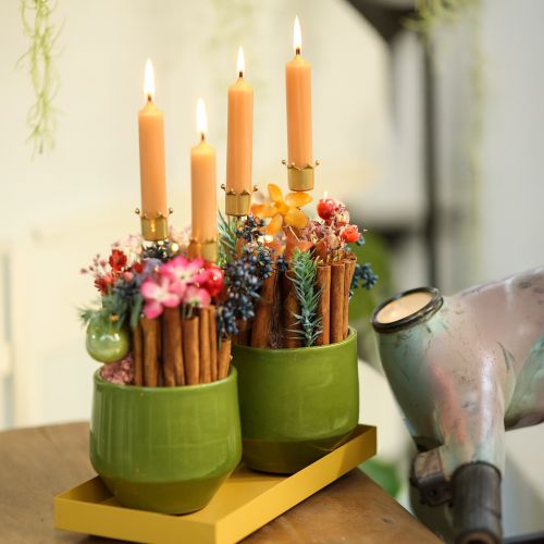 Itens Porta-velas coroa dourada, porta-velas bastão metal 4 peças