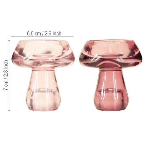 Itens Porta-velas cogumelo porta-velas vidro baga Ø6,5cm H7cm 2 unidades