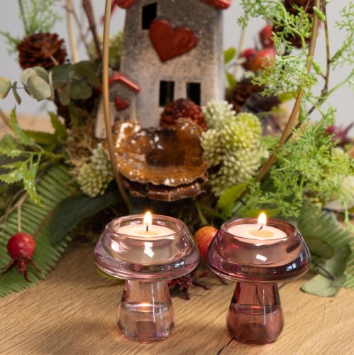 Itens Porta-velas cogumelo porta-velas vidro baga Ø6,5cm H7cm 2 unidades
