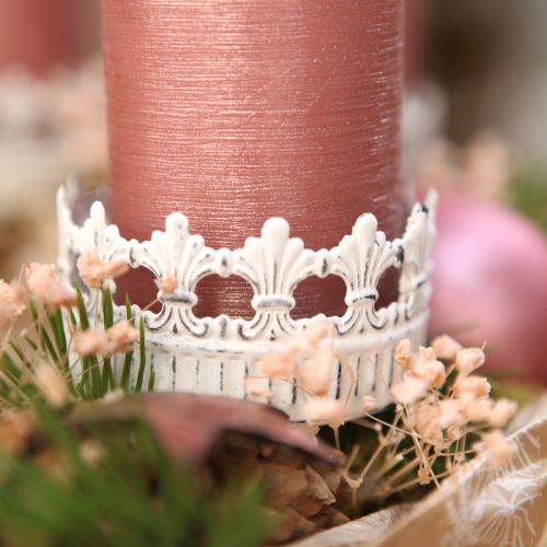 Porta-velas branco antigo Ø7cm H12cm 4 unidades | Floristik24.pt