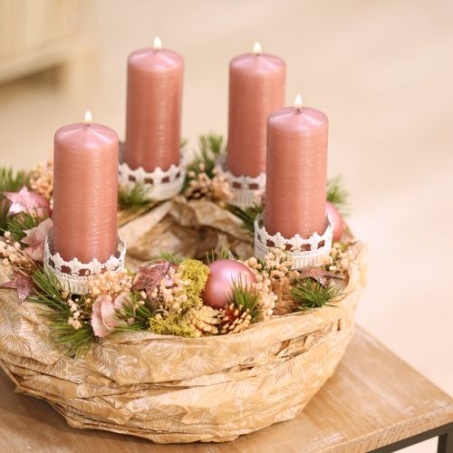 Itens Porta-velas branco antigo Ø7cm H12cm 4 unidades