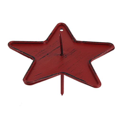 Floristik24 Castiçal estrela para furar 9cm vermelho
