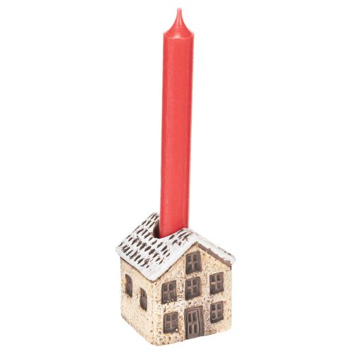 Castiçal de cerâmica, casinha decorativa com neve para decoração de mesa, 7 cm, 2 peças | Floristik24.pt
