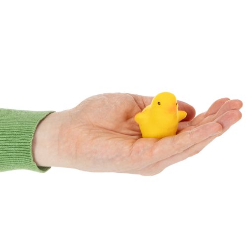 Itens Pintinhos de Páscoa em miniatura, com plumas amarelas e laranjas, 4,5 cm de altura, 18 peças.