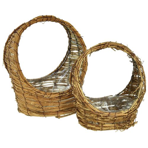 Itens Cesto para plantar com cabo cipó L18/22cm conjunto de 2