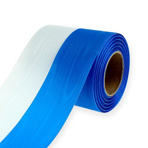 Coroas fitas moiré azul e branco 100 mm